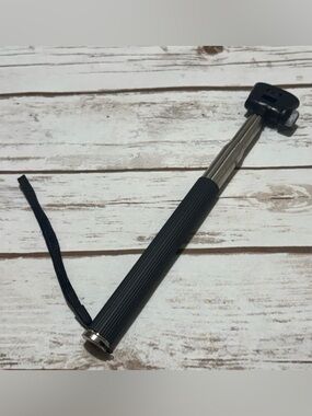 Compact Black Selfie Stick with Wrist Strap